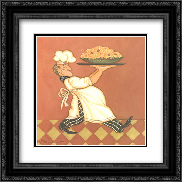 Pasta Chef 14x14 Black Ornate Wood Framed Art Print Poster with Double Matting by Marrott, Stephanie