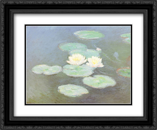 Nympheas Effet Du Soir 18x15 Black Ornate Wood Framed Art Print Poster with Double Matting by Monet, Claude