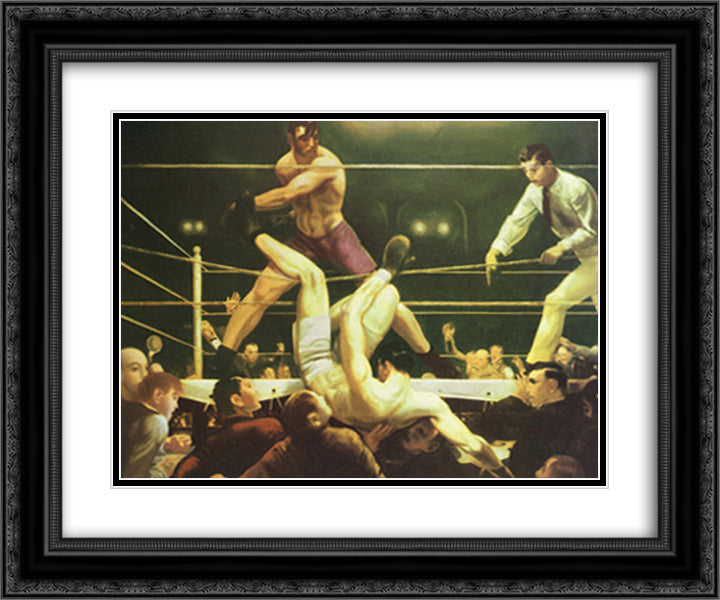 Jack Dempsey And Firpo 18x15 Black Ornate Wood Framed Art Print Poster with Double Matting by Bellows, George