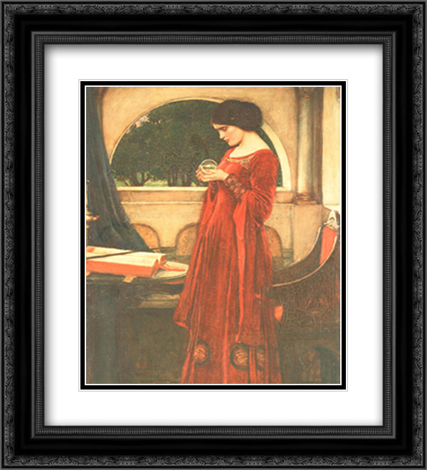 Crystal Ball 15x18 Black Ornate Wood Framed Art Print Poster with Double Matting by Waterhouse, John William