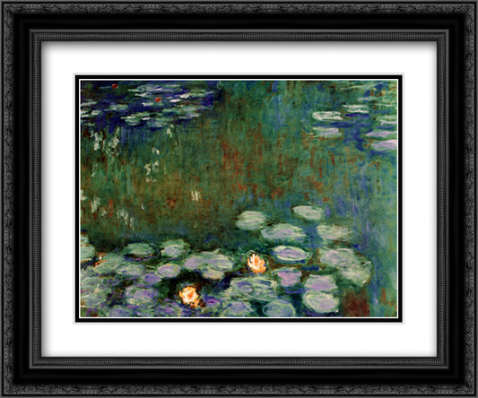 Water Lilies 18x15 Black Ornate Wood Framed Art Print Poster with Double Matting by Monet, Claude