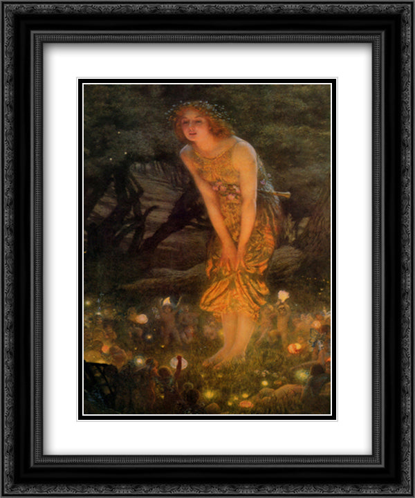 Midsummer Eve, c.1908 15x18 Black Ornate Wood Framed Art Print Poster with Double Matting by Hughes, Edward Robert