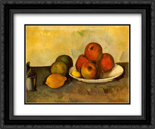 Still Life 14x12 Black Ornate Wood Framed Art Print Poster with Double Matting by Cezanne, Paul