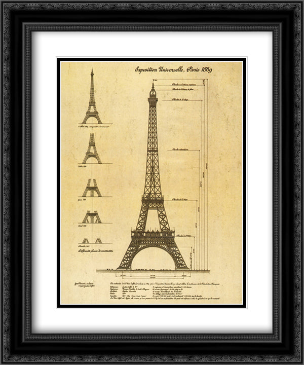Exposition, Paris 1889 (Eiffel Tower) 15x18 Black Ornate Wood Framed Art Print Poster with Double Matting by Poinsot, Yves