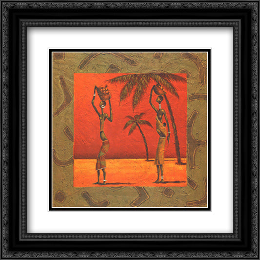 Sun Tribe II 14x14 Black Ornate Wood Framed Art Print Poster with Double Matting