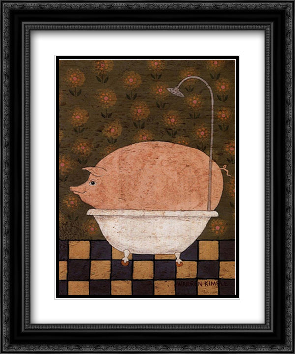 Hog Wash 12x14 Black Ornate Wood Framed Art Print Poster with Double Matting by Kimble, Warren