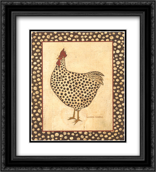 Spotted Chicken 12x14 Black Ornate Wood Framed Art Print Poster with Double Matting by Kimble, Warren
