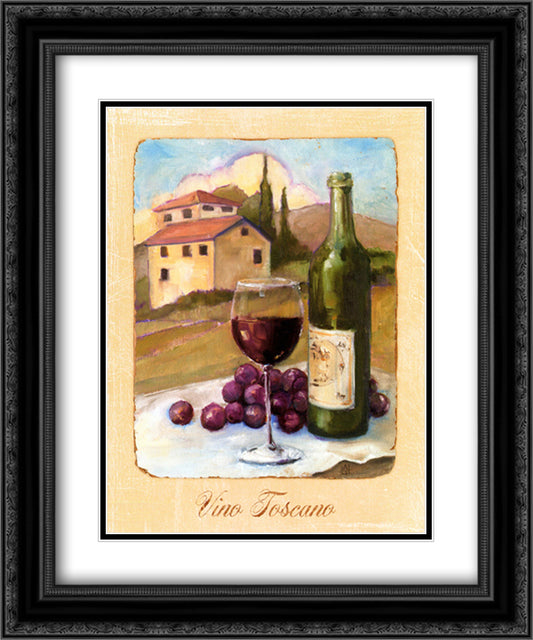 Vino Toscano 15x18 Black Ornate Wood Framed Art Print Poster with Double Matting by Tillmon, Avery