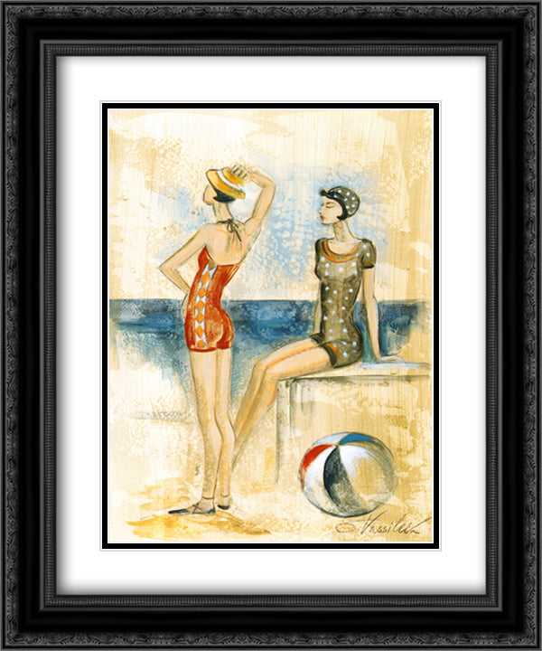 Bathing Beauties II 15x18 Black Ornate Wood Framed Art Print Poster with Double Matting by Vassileva, Silvia