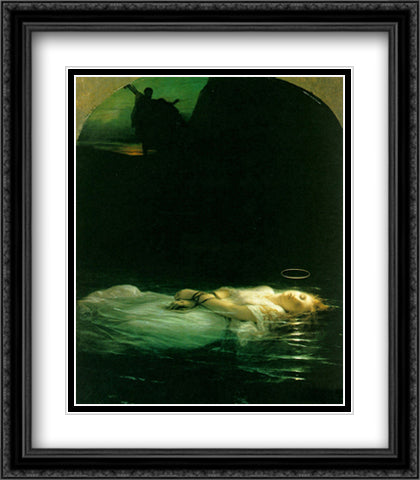 The Young Martyr 28x36 Black Ornate Wood Framed Art Print Poster with Double Matting by Delaroche, Paul