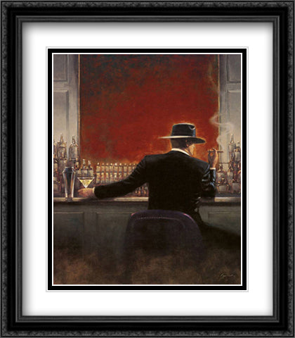 Cigar Bar 28x32 Black Ornate Wood Framed Art Print Poster with Double Matting by Lynch, Brent