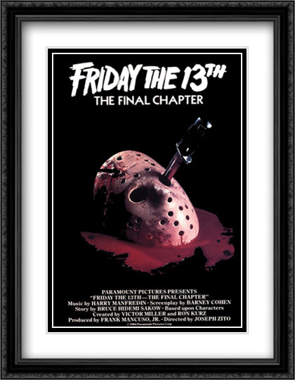 Friday the 13th (Final Chapter) 28x36 Black Ornate Wood Framed Movie Poster with Double Matting