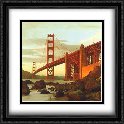 Golden Gate Bridge, San Francisco 28x28 Black Ornate Wood Framed Art Print Poster with Double Matting