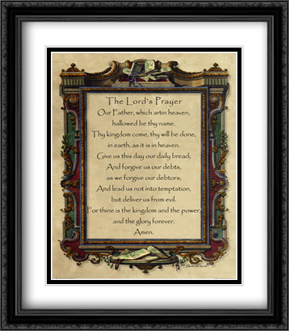 Lord's Prayer 28x32 Black Ornate Wood Framed Art Print Poster with Double Matting