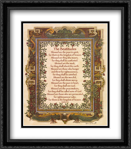 Beatitudes 28x32 Black Ornate Wood Framed Art Print Poster with Double Matting