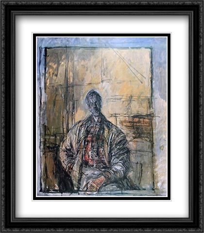 Diego a la Chemise Ecossaise 28x40 Black Ornate Wood Framed Art Print Poster with Double Matting by Giacometti, Alberto