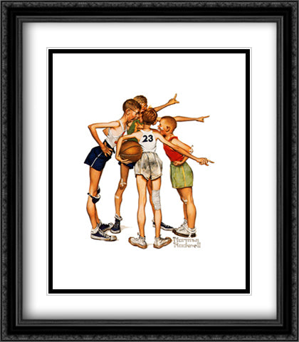 Oh Yeah! 28x32 Black Ornate Wood Framed Art Print Poster with Double Matting by Rockwell, Norman