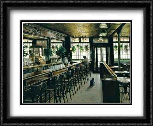 Landmark Tavern 34x28 Black Ornate Wood Framed Art Print Poster with Double Matting by McCormick, Harry