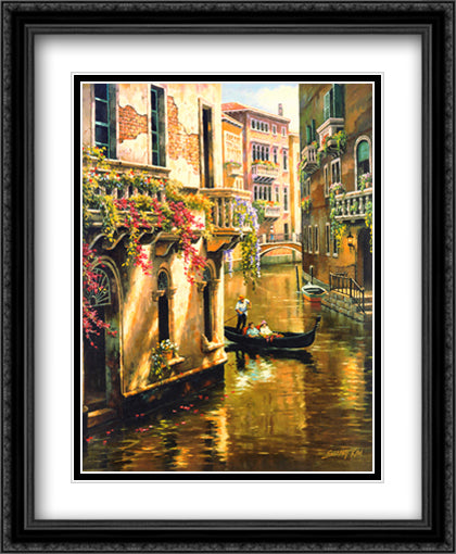 Afternoon Chat 28x34 Black Ornate Wood Framed Art Print Poster with Double Matting by Kim, Sung