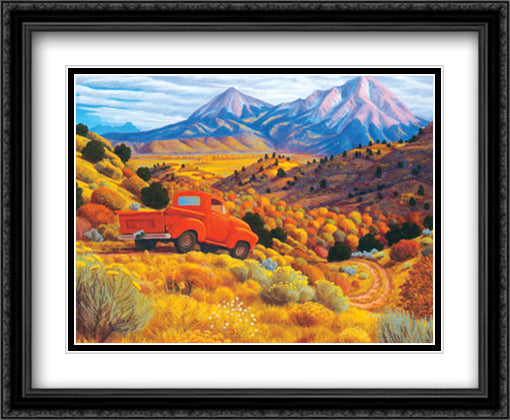 Autumn By The Spanish Peaks 34x28 Black Ornate Wood Framed Art Print Poster with Double Matting by Morath, Stephen