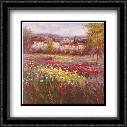 Tuscan Pleasures II 28x28 Black Ornate Wood Framed Art Print Poster with Double Matting by Hulsey, Peter
