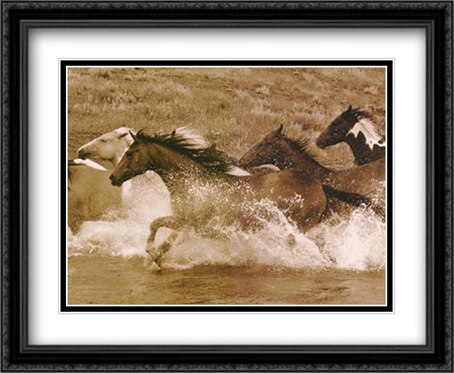 River Race 40x28 Black Ornate Wood Framed Art Print Poster with Double Matting by Dawson, Robert