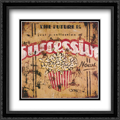 Successive Nows 28x28 Black Ornate Wood Framed Art Print Poster with Double Matting by White, Rodney