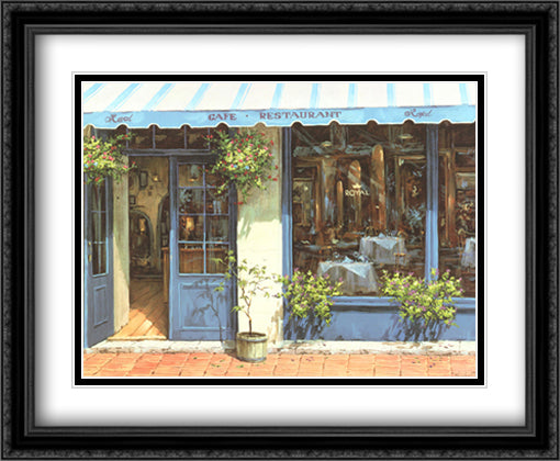 Cafe de Paris 34x28 Black Ornate Wood Framed Art Print Poster with Double Matting by Shvaiko, Viktor