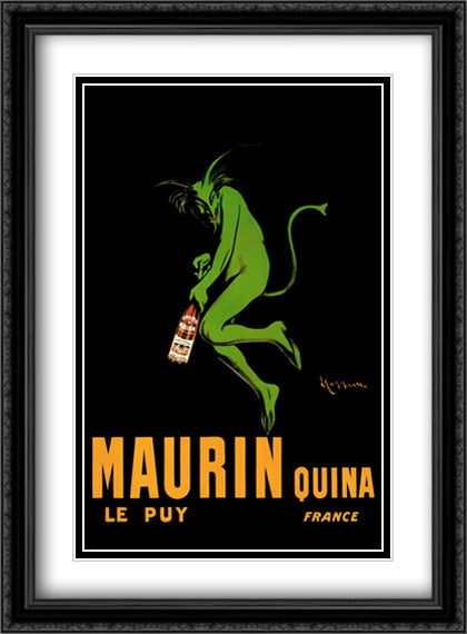 Maurin Quina 28x40 Black Ornate Wood Framed Art Print Poster with Double Matting by Cappiello, Leonetto