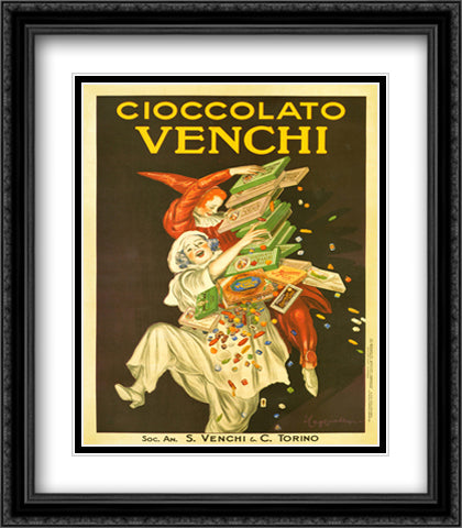 Cioccolato Venchi 28x36 Black Ornate Wood Framed Art Print Poster with Double Matting by Cappiello, Leonetto