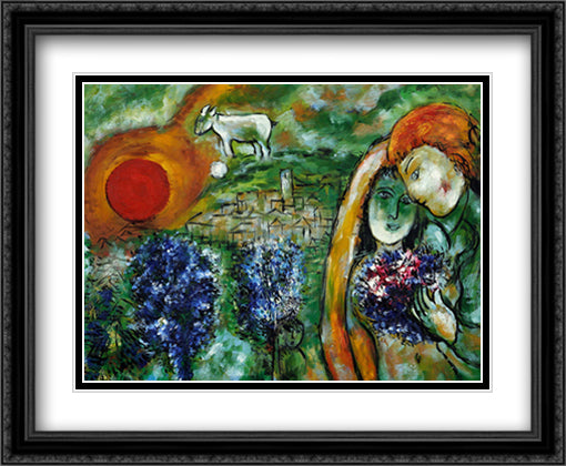 Lovers 34x28 Black Ornate Wood Framed Art Print Poster with Double Matting by Chagall, Marc
