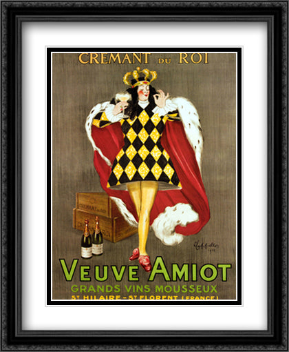 Veuve Amiot 28x34 Black Ornate Wood Framed Art Print Poster with Double Matting by Cappiello, Leonetto