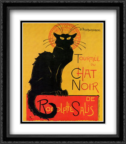 Tournee Du Chat Noir 28x32 Black Ornate Wood Framed Art Print Poster with Double Matting by Steinlen, Theophile-Alexandre