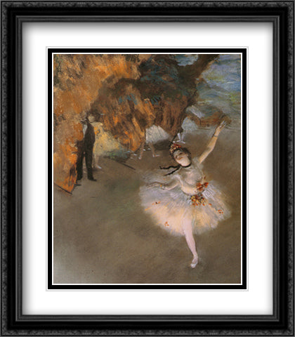 Ballerina 28x32 Black Ornate Wood Framed Art Print Poster with Double Matting by Degas, Edgar