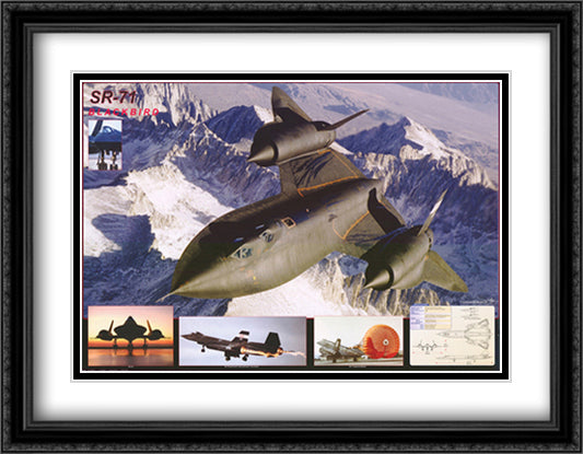 Airplane Blackbird Sr 71 40x28 Black Ornate Wood Framed Art Print Poster with Double Matting