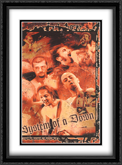 System of a Down 28x40 Black Ornate Wood Framed Art Print Poster with Double Matting