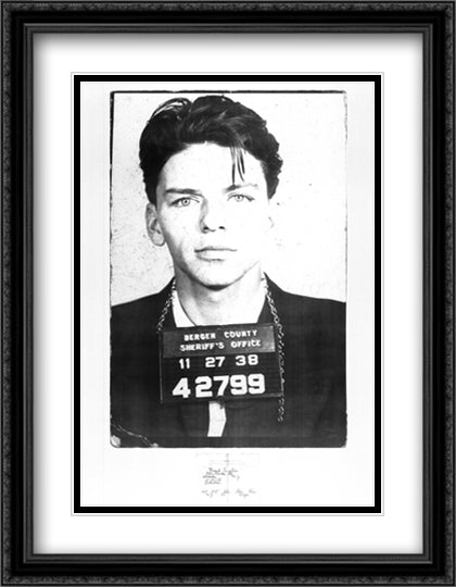 Frank Sinatra: Mugshot 24x39 Black Ornate Wood Framed Art Print Poster with Double Matting