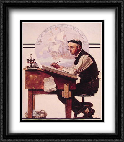 Cpa 28x32 Black Ornate Wood Framed Art Print Poster with Double Matting by Rockwell, Norman