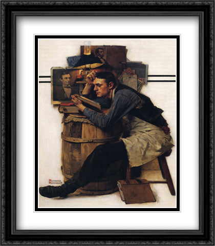 Law Student 28x32 Black Ornate Wood Framed Art Print Poster with Double Matting by Rockwell, Norman