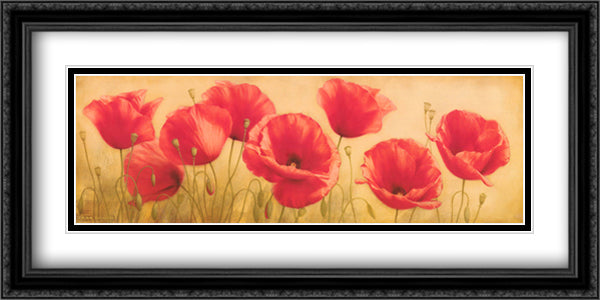 Poppies Grace I 40x16 Black Ornate Wood Framed Art Print Poster with Double Matting by Levashov, Igor