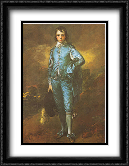 The Blue Boy 28x36 Black Ornate Wood Framed Art Print Poster with Double Matting by Gainsborough, Thomas