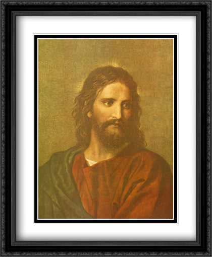 Christ At Thirty Three 28x34 Black Ornate Wood Framed Art Print Poster with Double Matting by Hofmann, Heinrich
