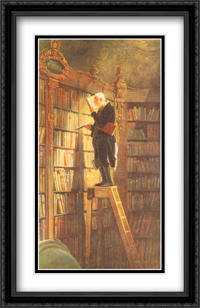 Bookworm 26x40 Black Ornate Wood Framed Art Print Poster with Double Matting by Spitzweg, Carl