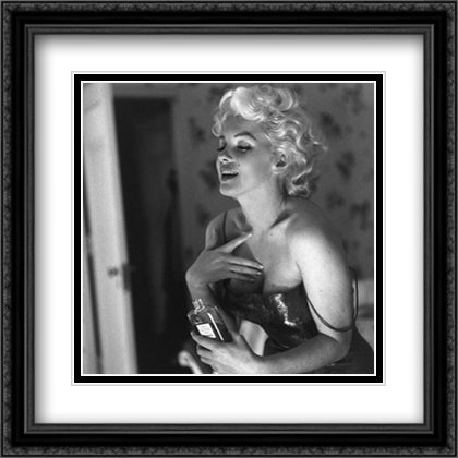 Marilyn Monroe Chanel No. 5 28x28 Black Ornate Wood Framed Art Print Poster with Double Matting