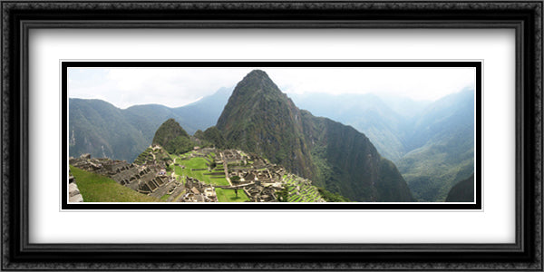 Machu Picchu, Los Andes, Peru 40x20 Black Ornate Wood Framed Art Print Poster with Double Matting by Segal, Mark