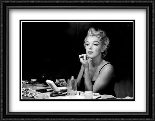 Marilyn Monroe, Backstage 36x28 Black Ornate Wood Framed Art Print Poster with Double Matting