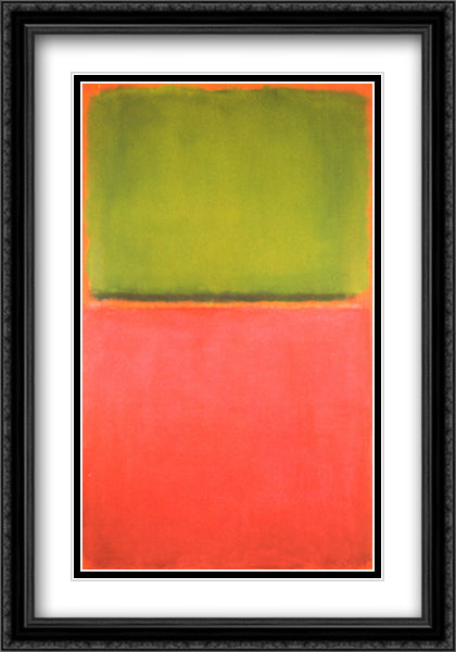 Untitled (Green, Red on Orange), 1951 28x40 Black Ornate Wood Framed Art Print Poster with Double Matting by Rothko, Mark