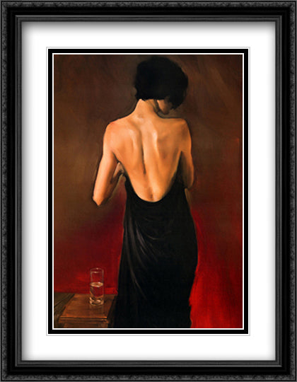 The Black Drape 28x36 Black Ornate Wood Framed Art Print Poster with Double Matting by Austin, Michael