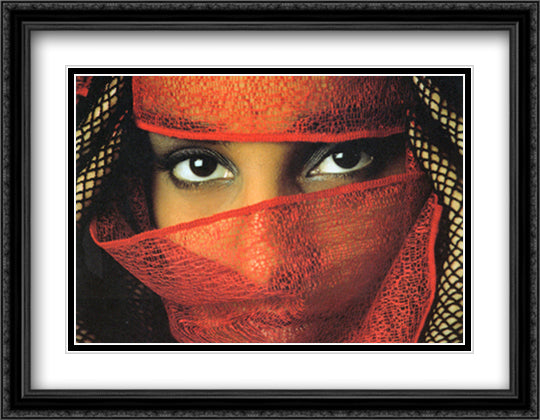Veiled Tunisian Woman 36x28 Black Ornate Wood Framed Art Print Poster with Double Matting by Stolt, Matthias
