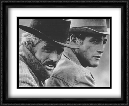 Robert Redford & Paul Newman 34x28 Black Ornate Wood Framed Art Print Poster with Double Matting